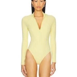 GIGI C Yellow Long-Sleeve Zip One-Piece Swimsuit
